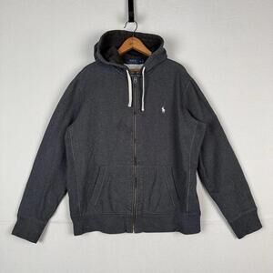 Polo Ralph Lauren Thermal‎ Hoodie Men’s XL Full Zip Gray/Brown Sweatshirt *Read